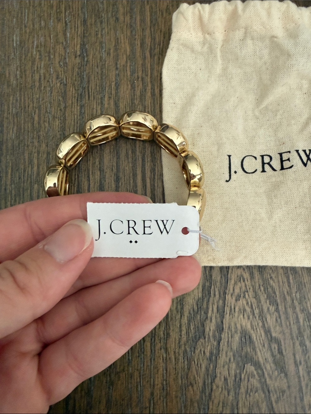 NWT J. Crew Shiny Gold Bead Stretch Bracelet - Picture 3 of 4
